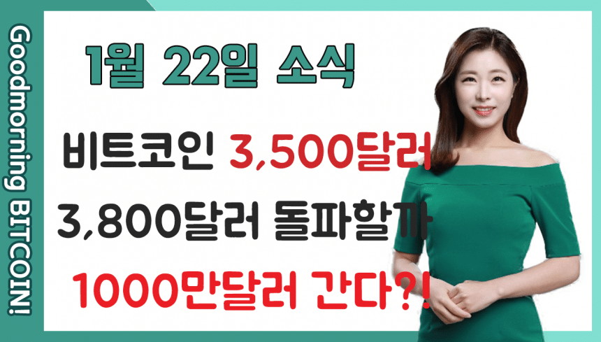 [굿모닝 비트코인] 0122 비트코인 3,500달러선 유지..단기 3,800달러 도달이 핵심