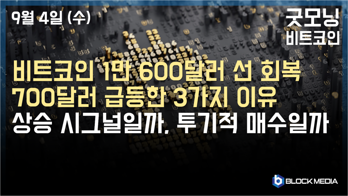 [굿모닝 비트코인] 0904 비트코인 1만 600달러 선 회복, 4시간 차트에서 3,300달러 이후 처음으로 상승.. 비트코인 가격 급등한 3가지 이유