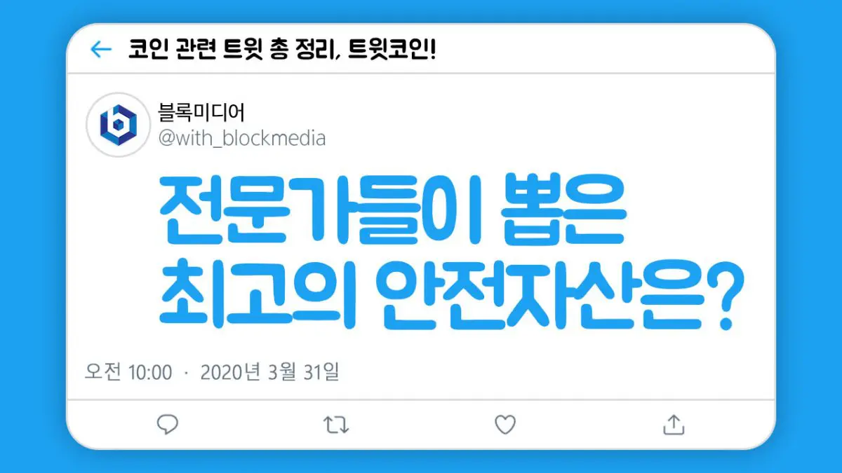 [트윗코인] 5화 – 전문가들이 뽑은 최고의 안전자산은?