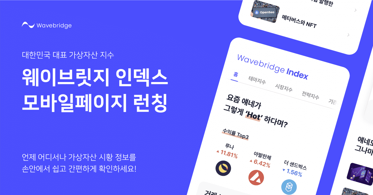 웨이브릿지, 가상자산 시황 확인 모바일 서비스 런칭…’시장 동향 및 지수 변동 한눈에’