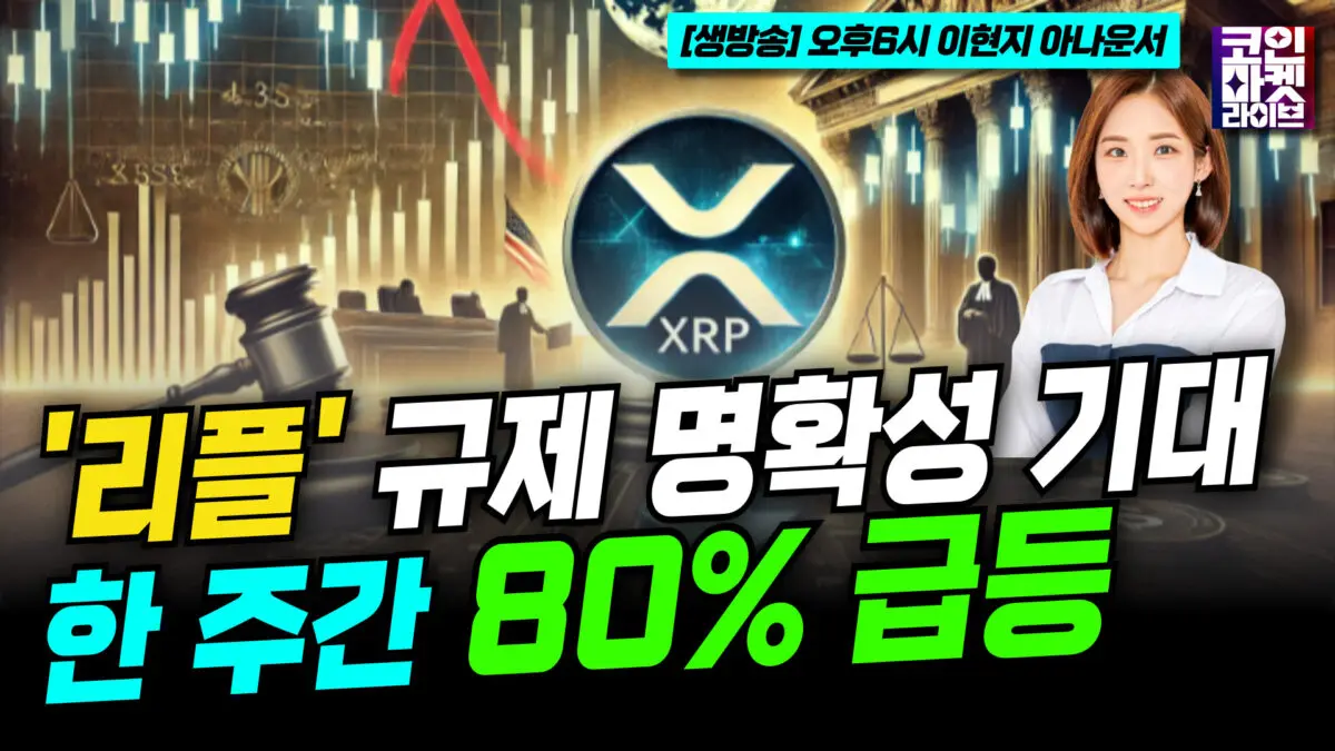 [영상] 리플, 규제 명확성 기대감에 한 주간 80% 급등 (이현지)