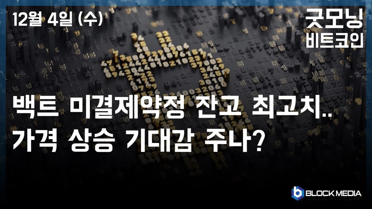 [굿모닝 비트코인] 1204 백트 미결제약정 잔고 최고치..가격 상승 기대감 주나?