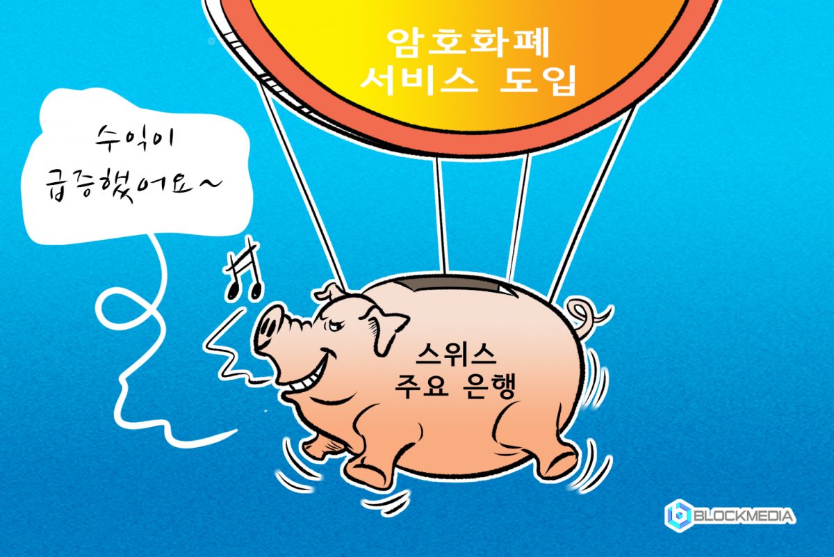 [블록만평] 스위스 주요 은행 암호화폐 서비스 도입 후 수익 급증