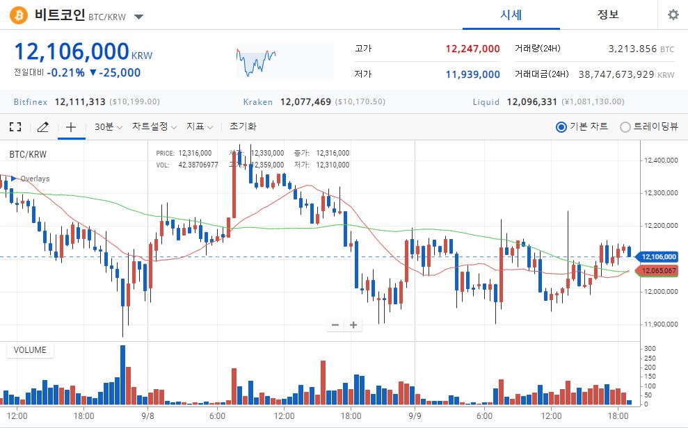 [시황] 비트코인, 1210만원 기록하며 하락…연파이낸스 급등