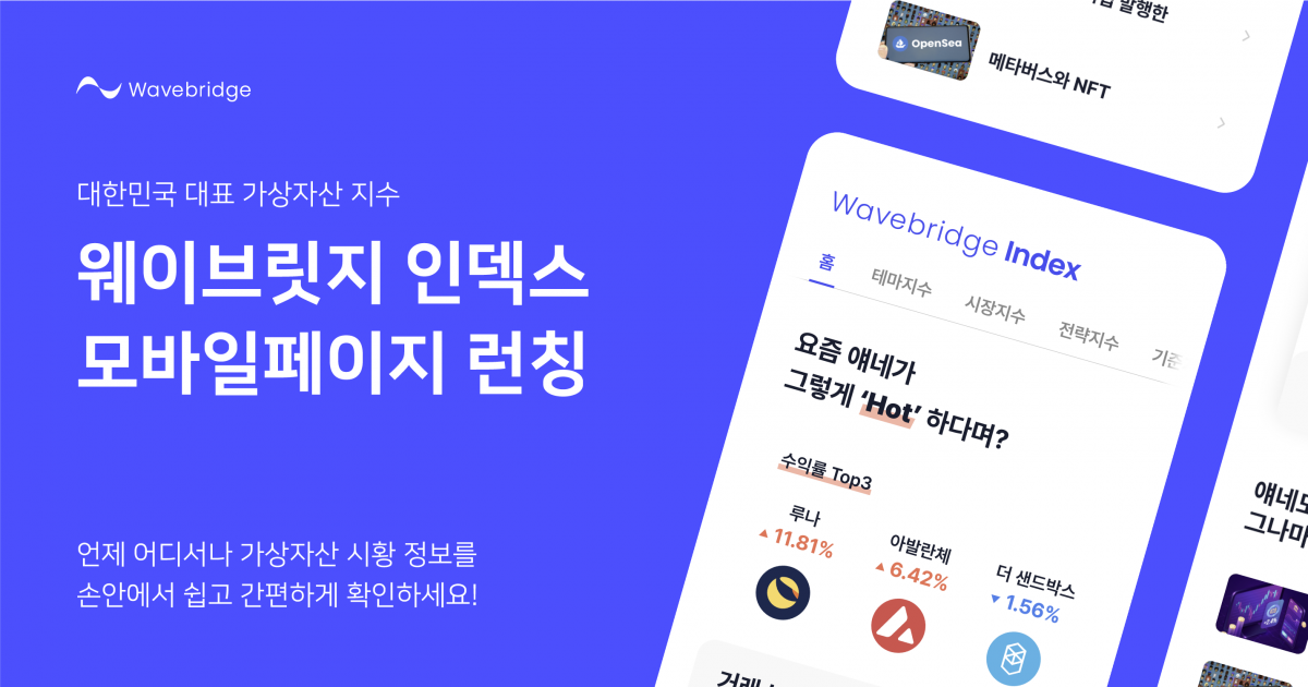 웨이브릿지, 가상자산 시황 확인 모바일 서비스 런칭…’시장 동향 및 지수 변동 한눈에’