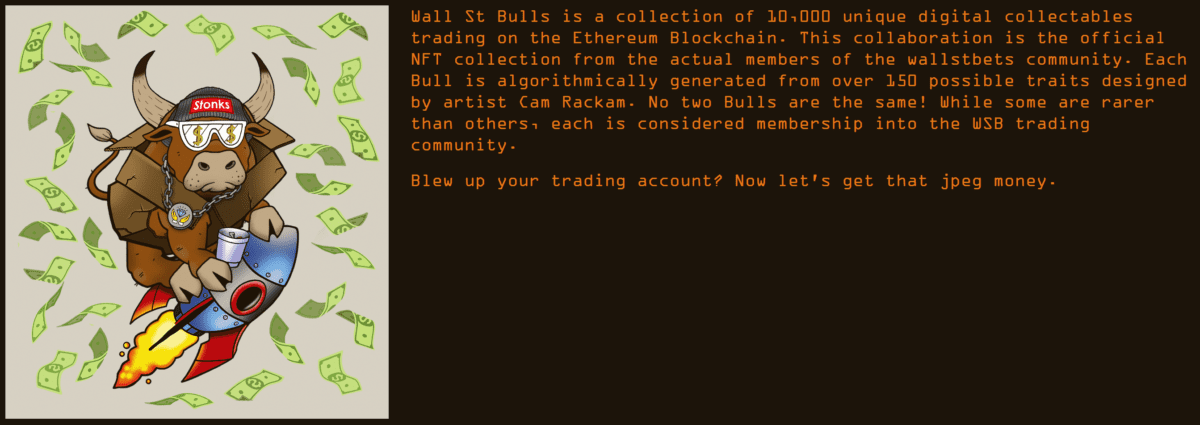 [월 스트리트 밈즈 NFT 콜렉션, Wall Street Bulls]