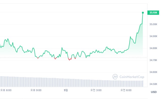 [스팟 시황]비트코인 $35K 돌파