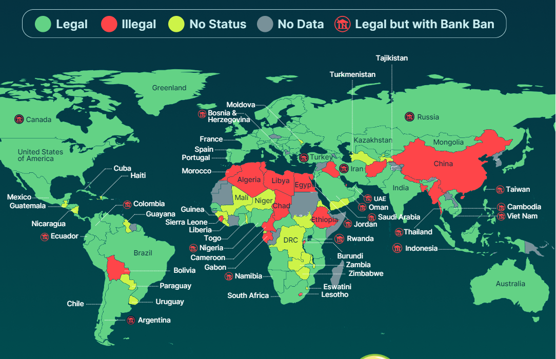 암호화폐 합법화 국가 119개국 … 62개국은 명확한 규제 마련