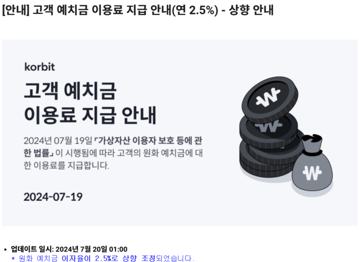 업비트 vs 빗썸 vs 코빗 치열한 예치금 이자 경쟁…코빗 2.5%로 최고