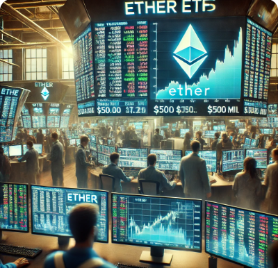 美 이더리움 ETF 장중 거래량 억 돌파 … 블랙록 ETF, 데뷔일 거래량 기준 50대 ETF 진입