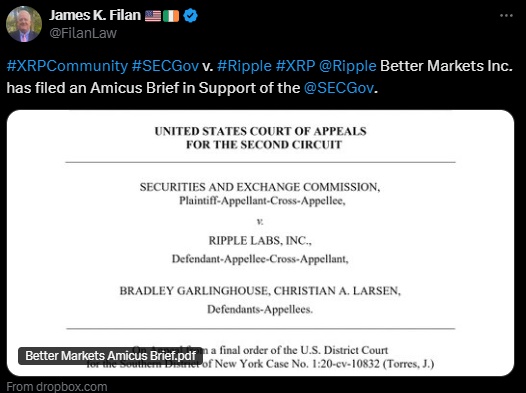 리플 vs SEC 소송 새 국면…베터마켓, SEC 지지 의견서 제출