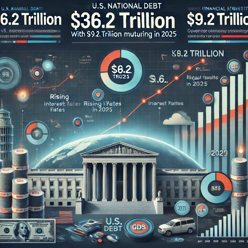  미국 국채 부채, 2025년까지 9조2000억 달러 만기 도래