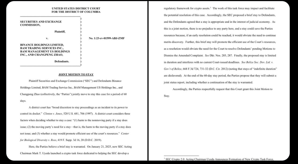  [주요 뉴스] SEC와 바이낸스, 법원에 60일 소송 중단 요청
