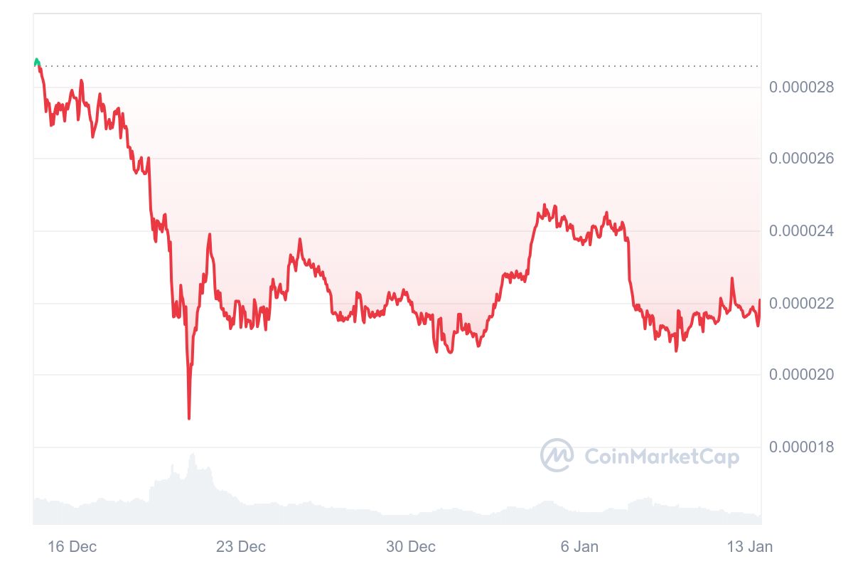 시바이누(SHIB) 1개월 차트, CMC